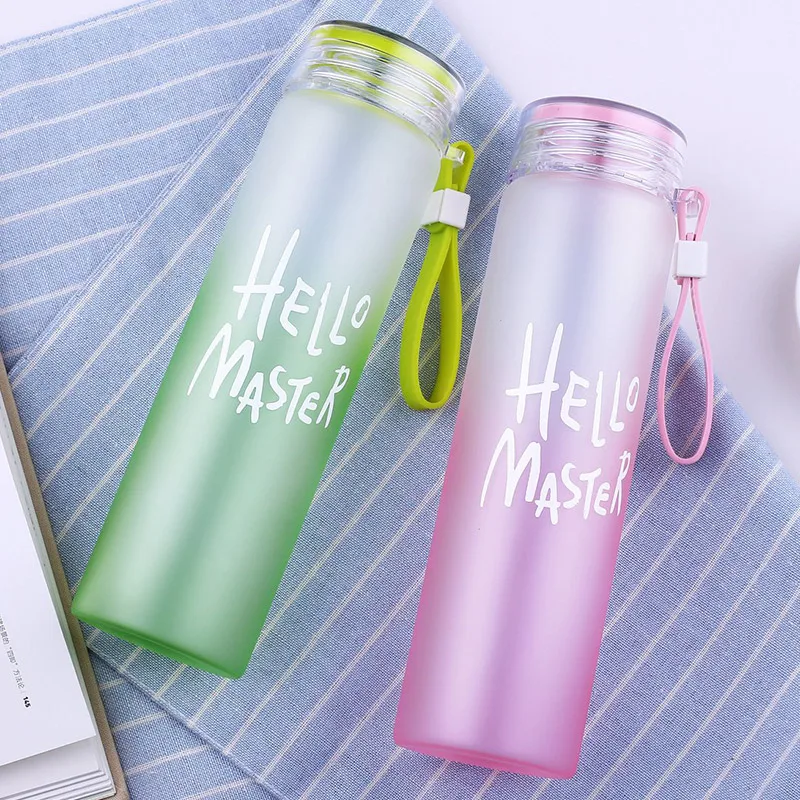 Download Gradient Frosted Water Bottle Eco Friendly Borosilicate Glass Bottle 480ml BPA Free Leak Proof ...