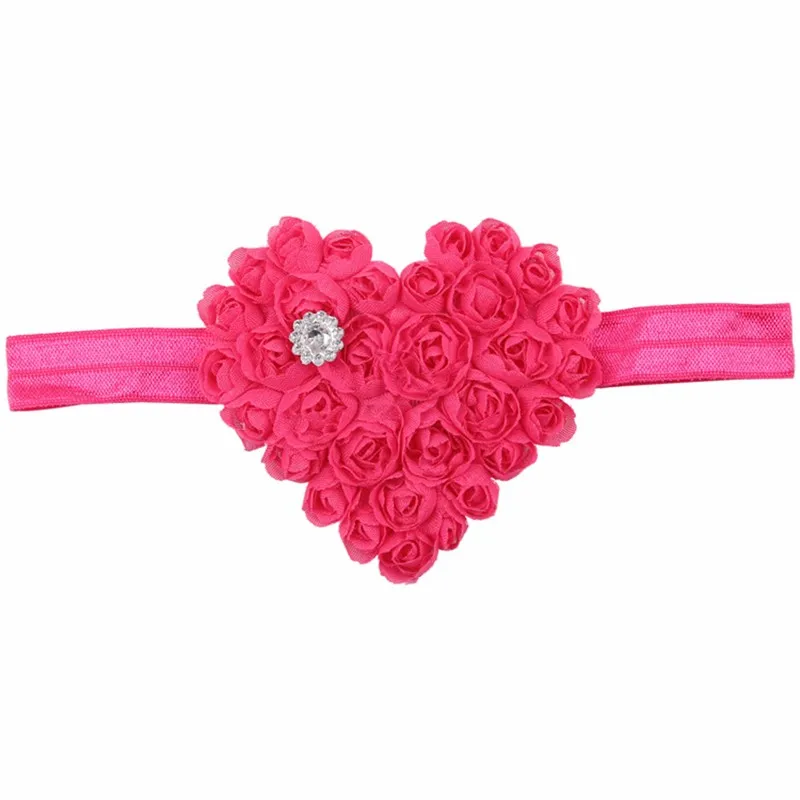 Flower Girls Elastic Headbands Heart Baby Toddler Hairband Christmas Gift Rhinestone Infant Head Band Girl Hair Rings Jewelry (3)