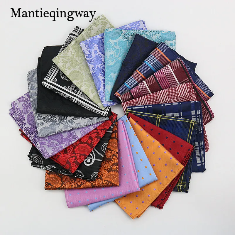 Mantieqingway полиэфир Hanky золото и черный Пейсли Для мужчин мода плед квадранные Карманные Платки для мужской костюм галстук платок