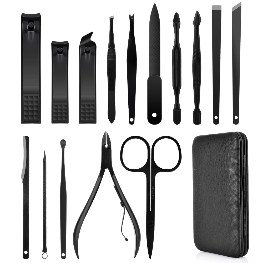 Nail Art Kit Stainless Steel Nail Clipper Set Eyebrow Tweezer Acne Needle Pedicure Manicure Set Professional Grooming Kit  (10)
