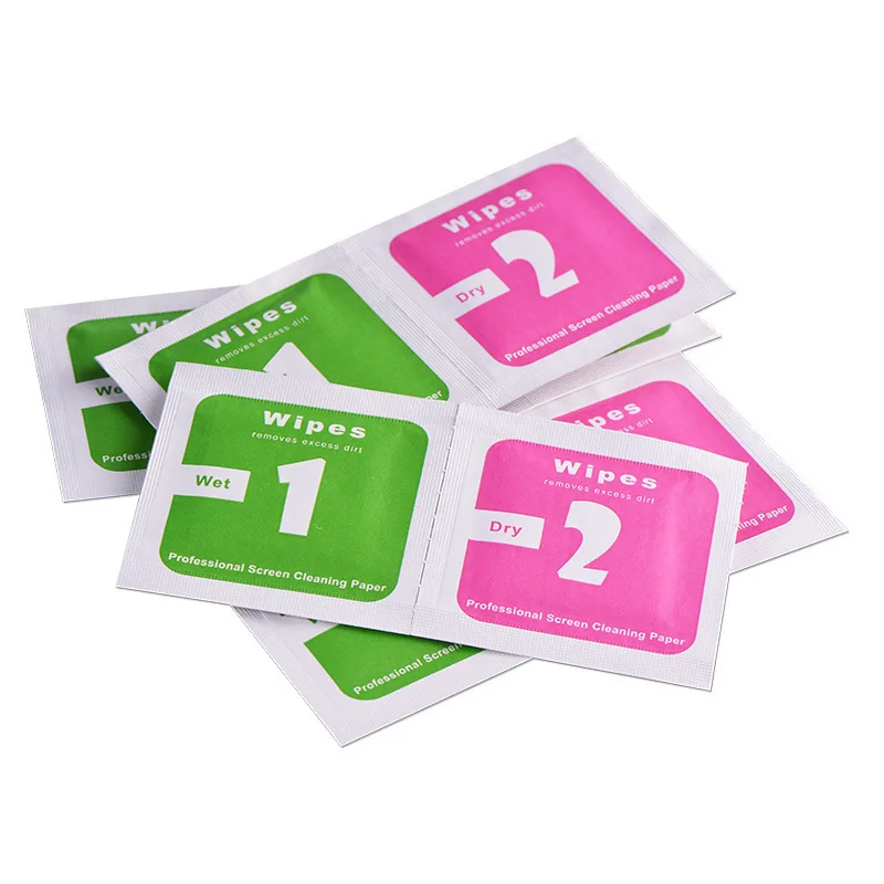 100sets/lot Dry Wet Wipes For Tempered Glass Screen Protectors