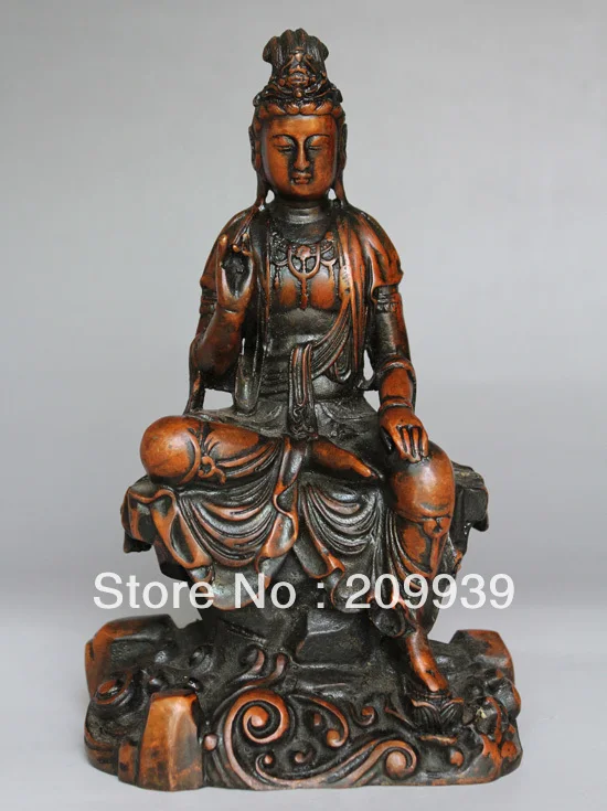 

00902 Collectable Old Tibetan Pure bronze Buddhism Kwan-yin GuanYin Buddha Statue