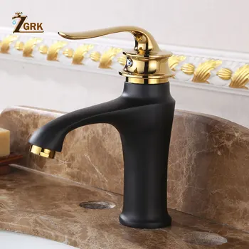 

ZGRK Basin Faucets Brass Bathroom Faucet Mixer Black Golden Hot And Cold Mixer Tap Single Handle Sink Faucet