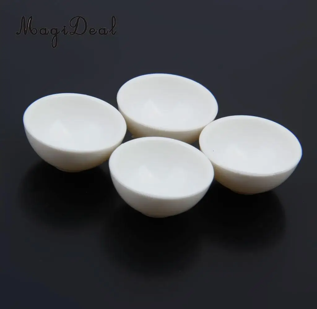 

MagiDeal Mini 4Pcs/Lot Dollhouse Miniature White Round Rice Bowls Tableware Kitchenware for Food Rice Child Pretend Play Toys