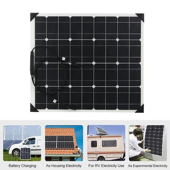 

2019 50W 18V Solar Panel System Flexible Monocrystalline Silicon Solar Panels ETFT Honeycomb Surface for RV Homeuse Vehicle SUV