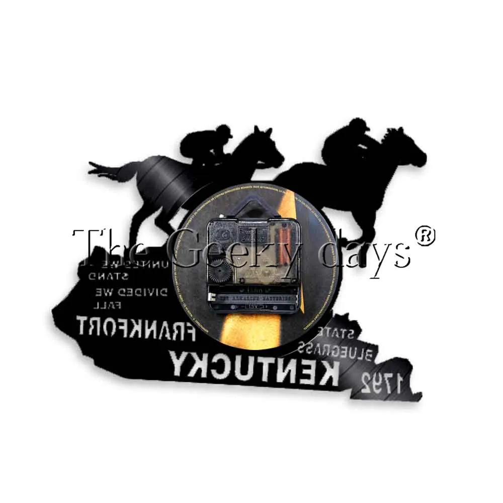 1 قطعة كنتاكي الدولة رمز ساعة حائط كنتاكي الفن مسجل فينيل LP ساعة كنتاكي الحصان سباق شعار الحديثة جدار الفن