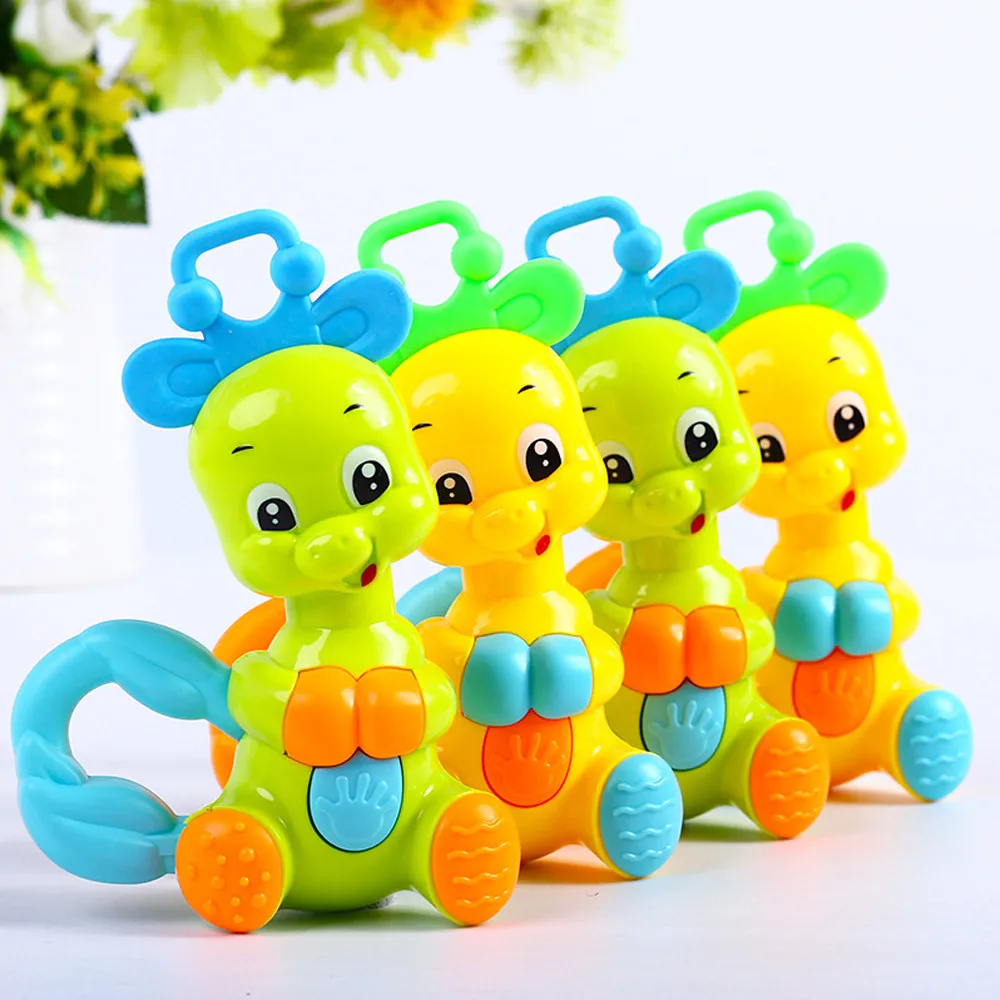 Plastic Handheld Rattle Baby Rattle Mobile Phone Bell Shake Bell Baby Toys Music Kids Cartoon Animals Hand Educational Toy Bells