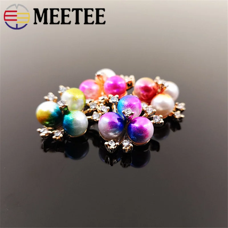 Meetee 20 шт. 2*2 см градиент цвета жемчужная Пряжка бусины Цветок Кнопка DIY ювелирные аксессуары для волос одежда декоративные материалы