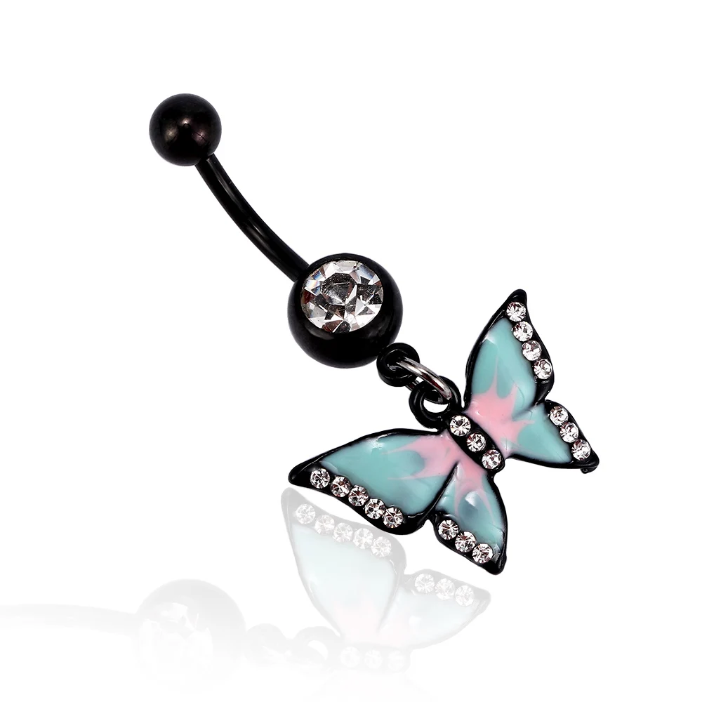 

Butterfly Belly Button Rings Sexy Body Piercing Jewelry Barbell Dangle Butterfly Navel Body Piercing Ring Sexy Body Jewelry