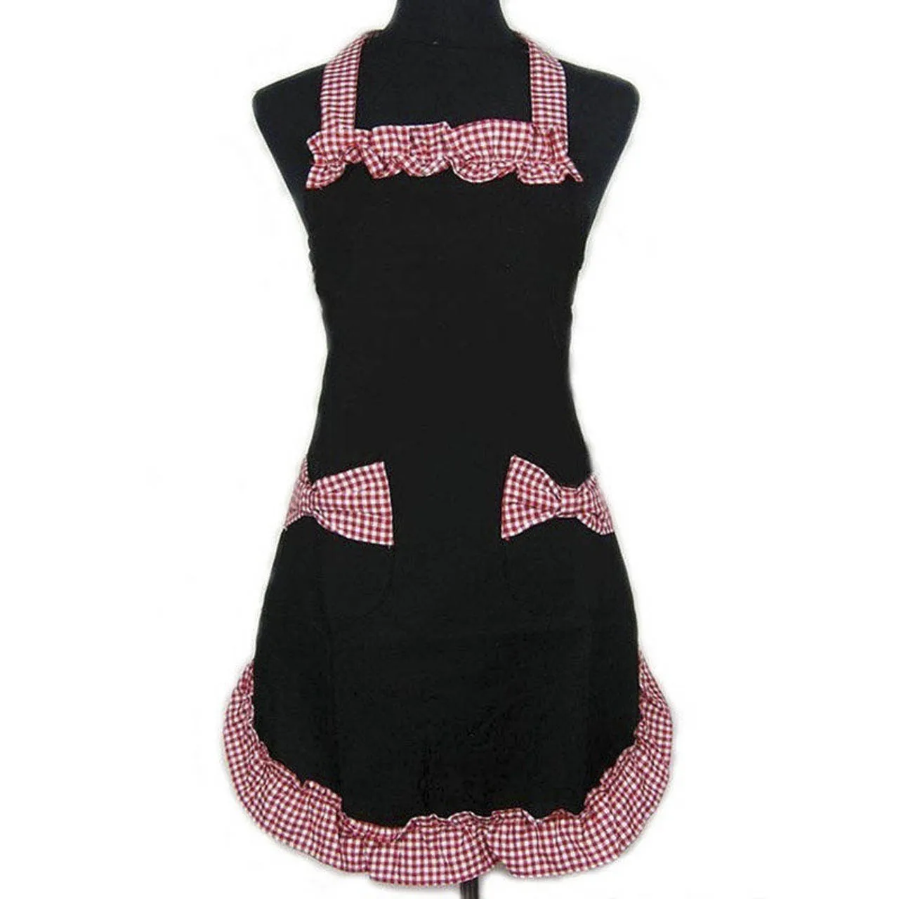 New Cute Bib Apron Dress Flirty Vintage Kitchen Women Bowknot Kitchen