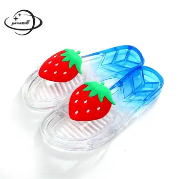 

Kids Slippers Summer Girls Flip Flops Shoes Flat Soft Bottom Cartoon Fruit Breathable Transparent Children Shoes