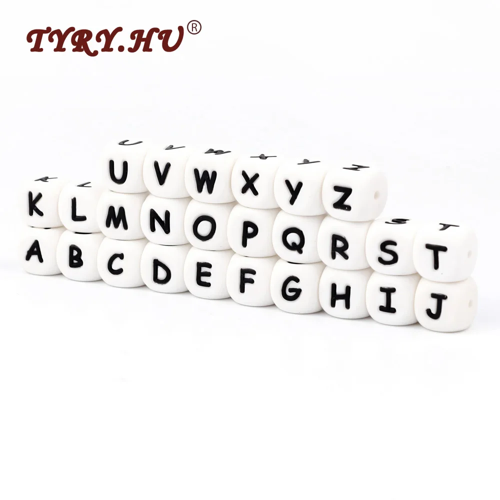 

TYRY.HU 60pc Alphabet Silicone Letter Food Grade Baby Teething Chewing Beads For Necklace Pacifier Chain Jewelry Making Safe Toy