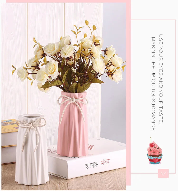 Напольные вазы, антикварная керамическая ваза, Современная Белая, розовая, синяя, серая ваза, искусственный цветочный стол, Маленькая ваза, свадебные украшения, вазы G