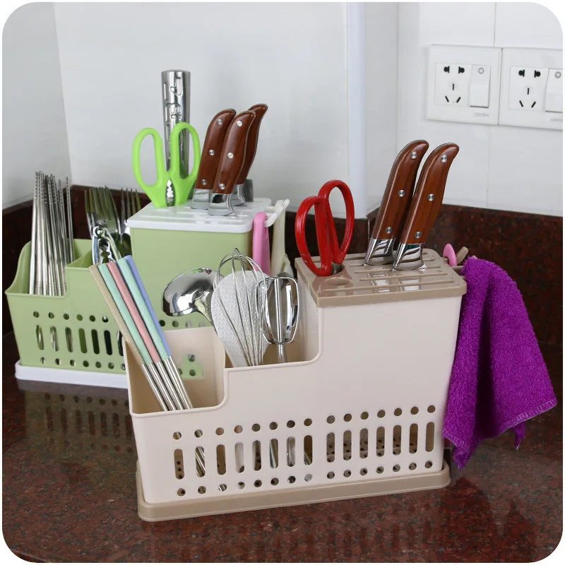 

Plastic Storage Racks For Kitchen Tableware Multifunction Drain Chopsticks Spoon Fork Dish Storage Shelves Knife Storage Basket