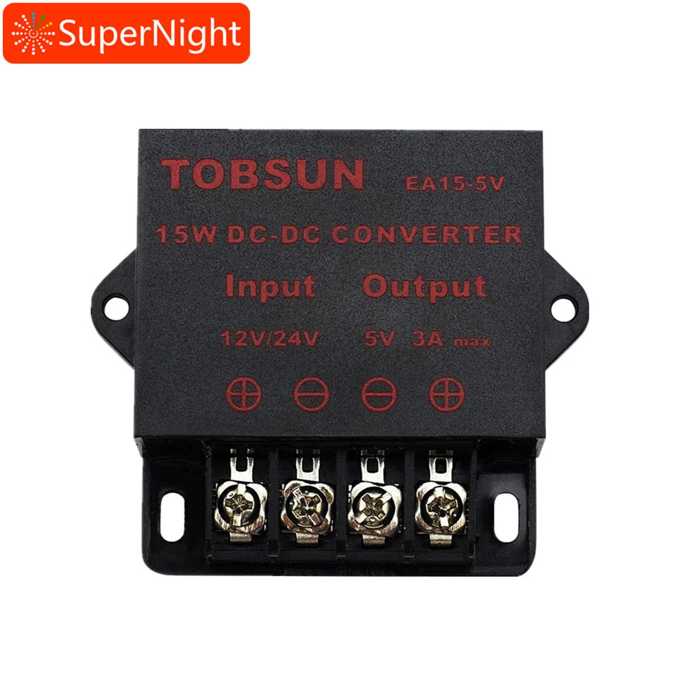 12V 24V to 5V 3A 15W Power Supply DC DC Converter Step Down Regulator Reducer Transformer Power Adapter for LED Strip Lights TV