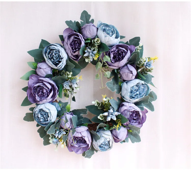 Flone European Artificial Peony Wreaths Silk Flower Simulation Flowers Wreaths Door Ornaments Garland Wedding Home Party Decor (8)