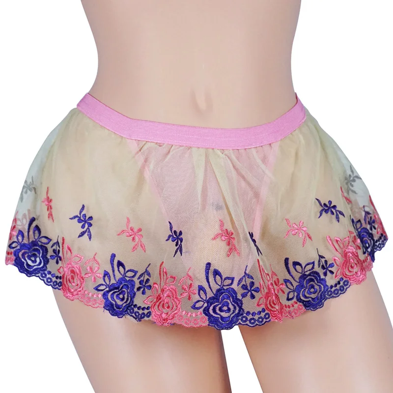 

Lace Sissy Panties Sexy Lingerie with Bulge Pouch T back See through Skirted Gay Mens Underwear G string For Male Underpants