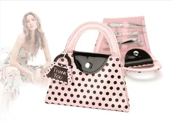 

wedding favor Pink Polka Dot Purse Manicure Set bridal shower favor gifts wedding party favor 200pcs/lot fedex Free sgipping