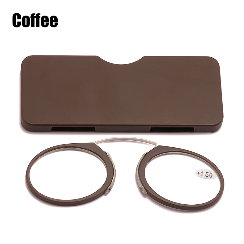 SOOLALA TR90 магнит очки для чтения с Чехол Зажим Для Носа портативный Круглый Оптическая оправа диоптрий рецепт очки для женщин и мужчин - Цвет оправы: Coffee