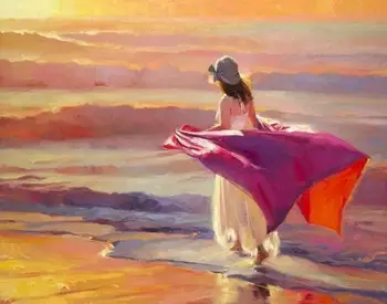 

Handpainted Girl oil painting on canvas Impressional Art home decor