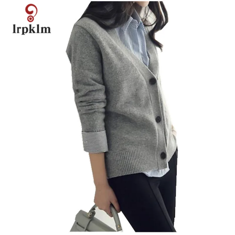 

2018 New Women Sweater Cardigan Autumn Winter Women Coat Long Sleeve Ladies Loose Knitted Cardigan Solid Black Grey PQ301
