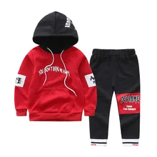 Одежда для мальчиков длинные рукава Спортивная одежда комплект детская одежда с капюшоном Топ+ штаны 2 шт./компл. повседневная одежда для мальчиков