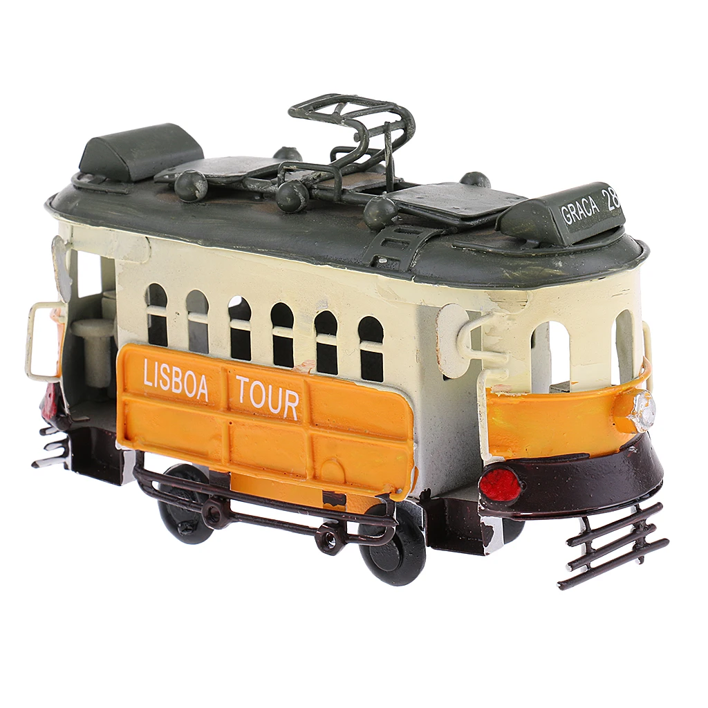 Vintage Scale Tram Model Diecast Vehicle Toy Streetcar Decoration Kids Gift