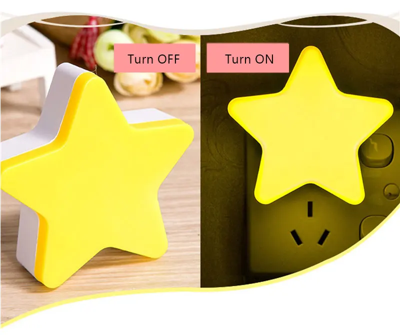 LED Star Night Light EUUS Plug Smart Light Sensor Wall Night Lamp For Baby Room Kids Bedroom Home Decoration Energy Saving 110-220V (7)