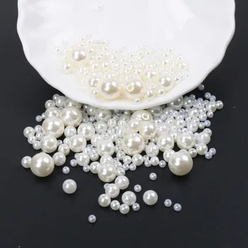 

White Beige Round Imitation ABS Pearl Beads For Craft Scrapbook Decoration DIY Sewing Craft Supplies 4 6 8 10 12 14 16 18 20mm