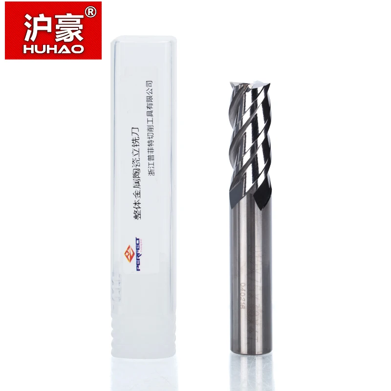 HUHAO 1 шт. HRC 65 Cermet 4 флейты спиральная Концевая фреза CNC Высокая износостойкость для