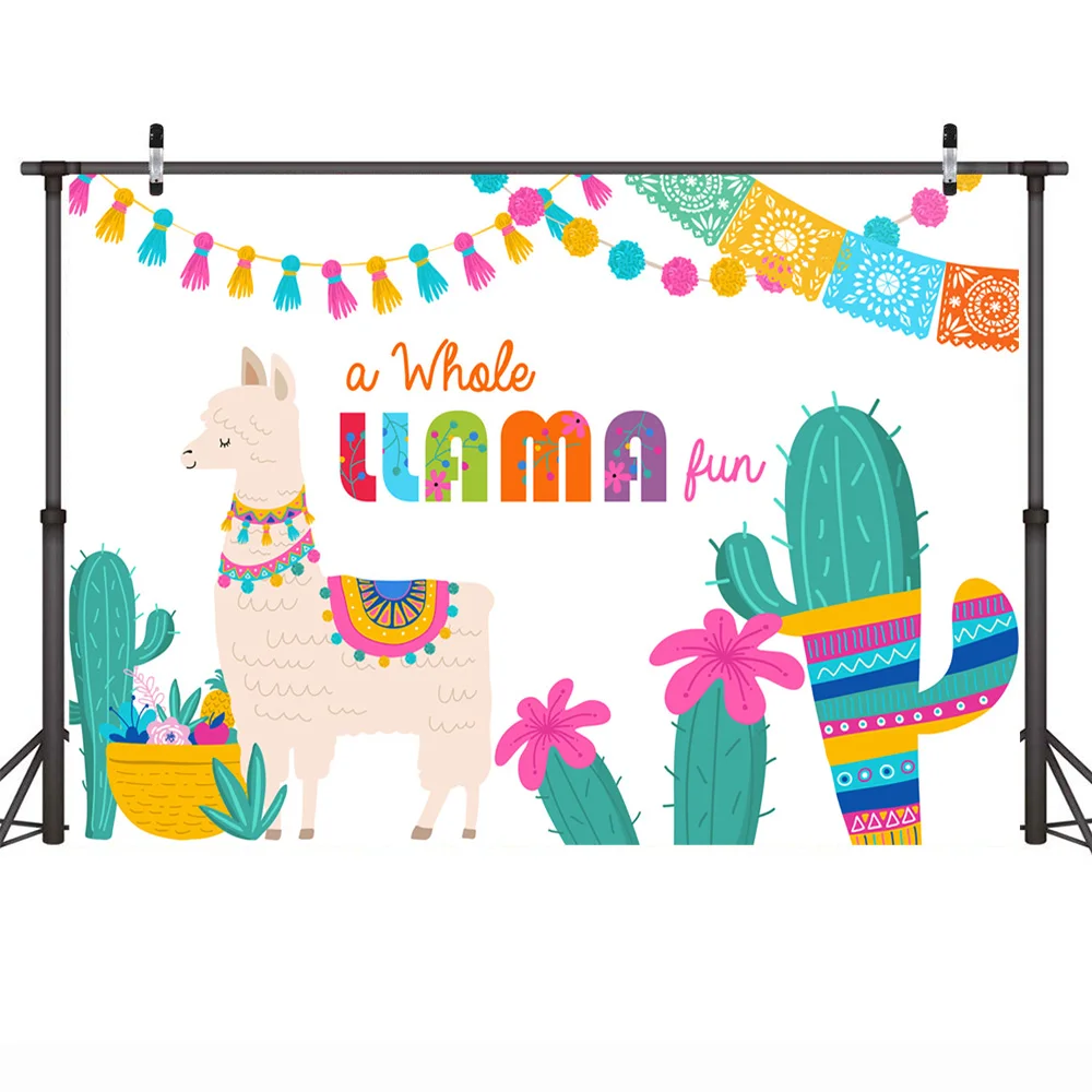 Fiesta Llama Backdrop Fun Birthday Backdrops Llama вечерние кактусы под мексиканской тематикой для детского душа вечерние украшения