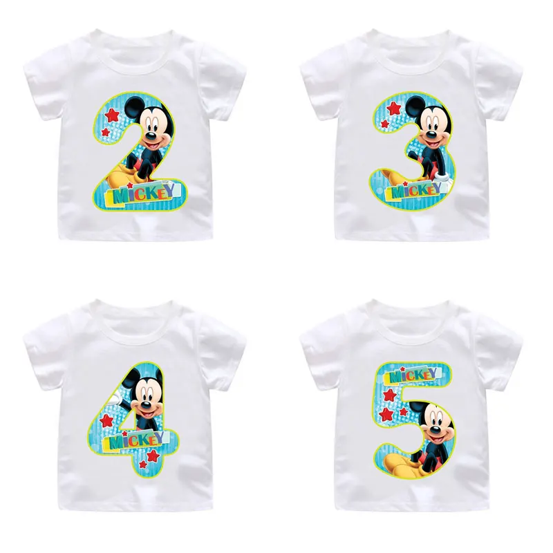 ZSIIBO Birthday T-shirt Boy Girl Letter Cartoon Mouse Print Summer short sleeve O-neck Tees Children clothing Kids tops CX6L102