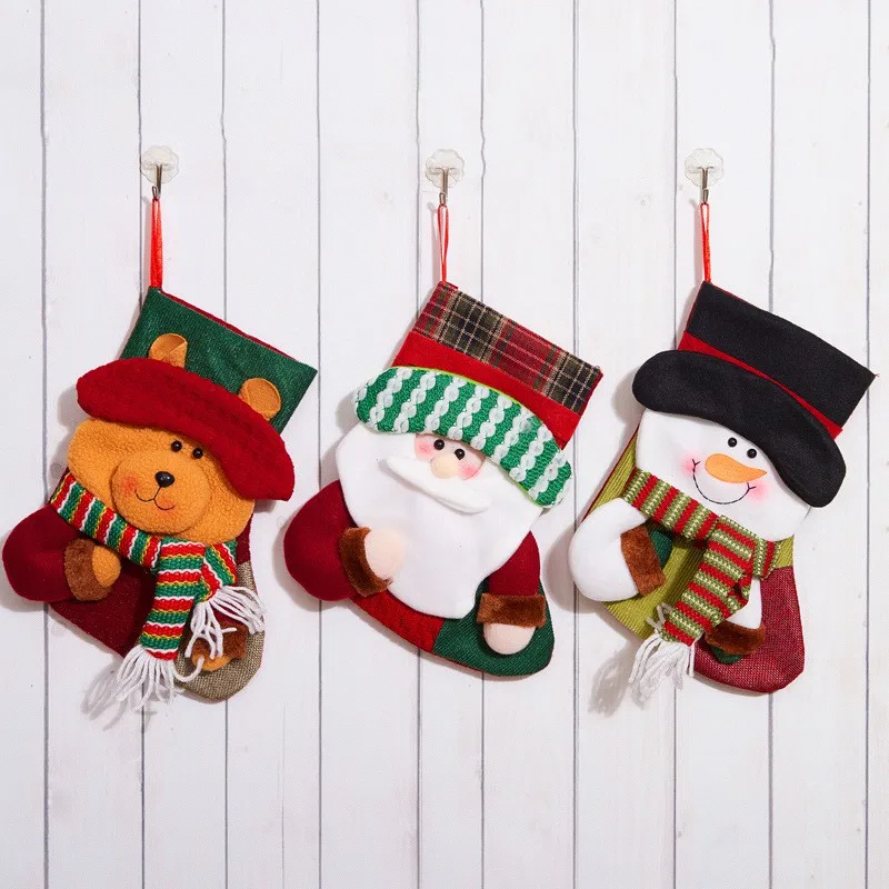 

Santa Snowman Pendant Christmas Ornaments New Year Socks Christmas Stockings for Home Merry Christmas Tree Decorations Navidad