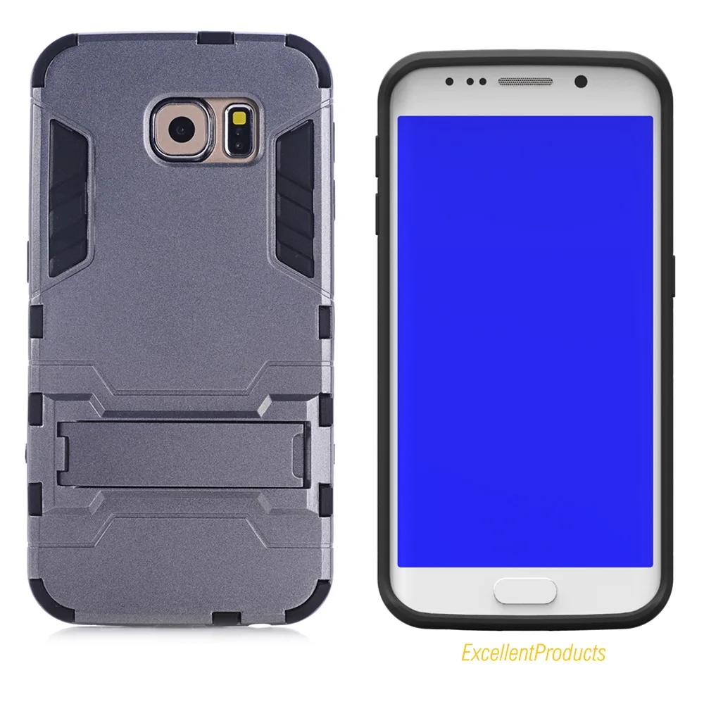 

For Samsung S6 Edge Heavy Duty Hybrid Armor PC + TPU For samsung galaxy s 6 edge Case Cover With Holder For samsun shell