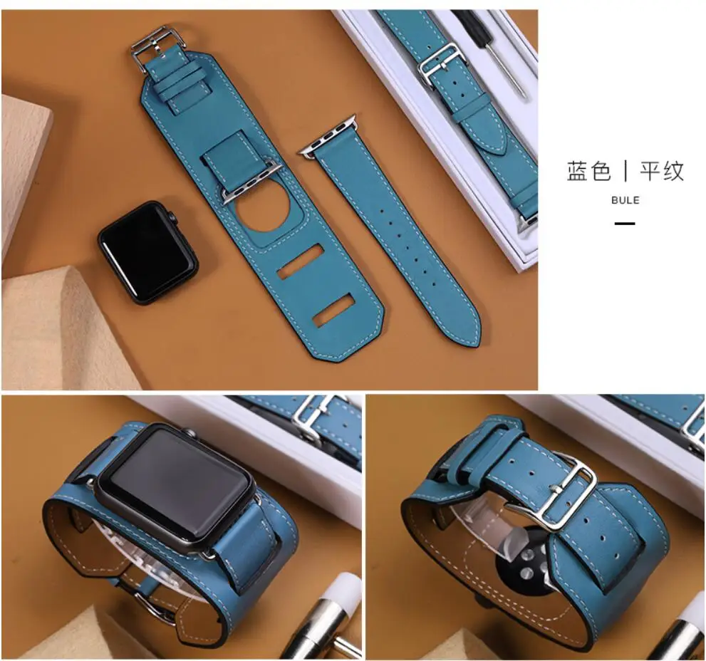 

Series 4/3/2/1 Genuine Leather straps For Apple Watch Cuff Band 44mm 42mm Bracelet Leather for iWatch Strap 40mm 38mm