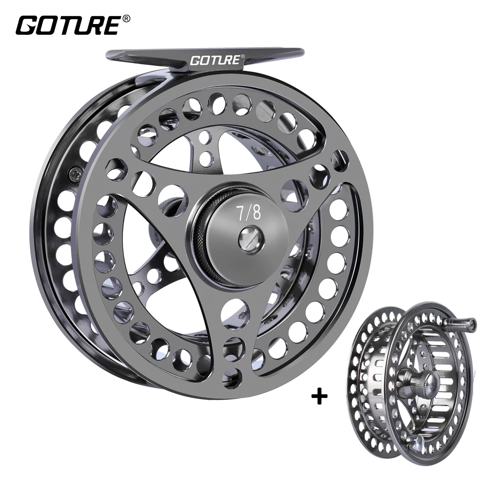 Goture Fly Fishing Reel 3/4 5/6 7/8 9/10 2+1BB Max Drag 8kg Lightweight CNC-machined Large Arbor Left/Right Fly Reel+Spare Spool