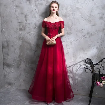 

2019 Navy Blue Appliques Tulle Long Evening Dresses Elegant Beading prom gowns Formal Party dress Lace up Back vestido de festa