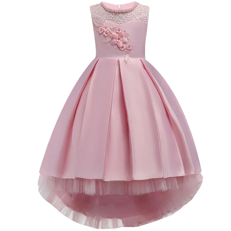 Зимнее рождественское платье, детское платье с вышивкой бисером для девочек, вечернее платье принцессы на свадьбу, детская одежда для девочек, vestido, 3, 4, 5, 6, 8, 1, 0 лет - Цвет: Pink