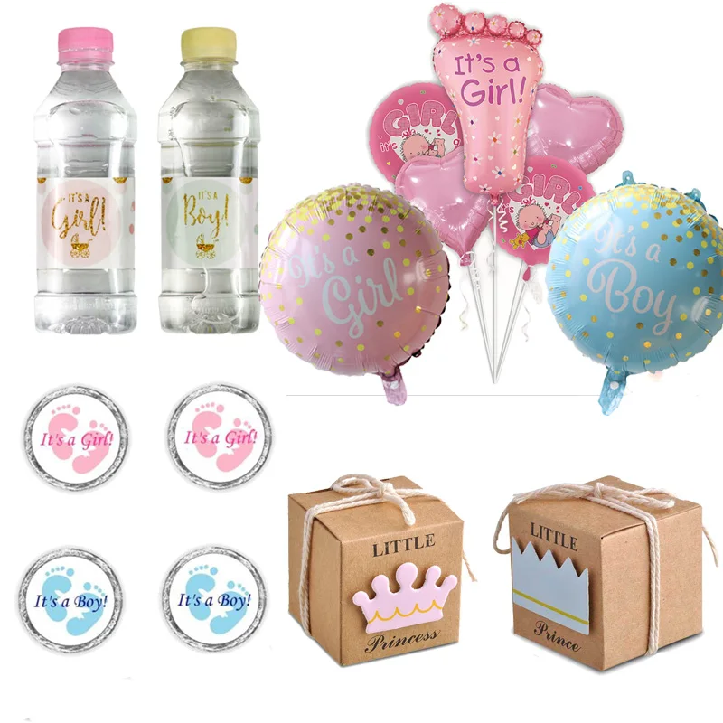 20 BABY BOY BLUE FOOTPRINTS SHOWER PARTY FAVORS WATER BOTTLE LABELS WRAPPERS