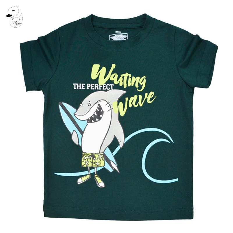 BINUDUCKLING/летний комплект одежды для мальчиков; детская футболка с короткими рукавами и шорты; пляжная одежда; хлопковый с принтом животного; одежда - Цвет: Dark Green
