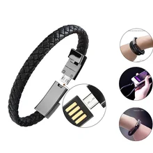 Горячая натуральная кожа мини микро-usb браслет зарядное устройство данных зарядный кабель синхронизации Шнур для iPhone 6 6s 7 Plus Android type-C телефонный кабель
