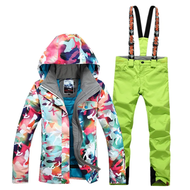 

New Brand women's Snowboard ski suit a set jacket + ski pants Outdoor sports Thick Warm thermal wear waterproof breathable