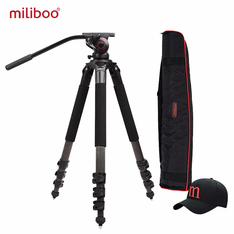 Miliboo MTT702B Портативный штатив из углеродного волокна для профессиональной видеокамеры/DSLR штатив, с гидравлической шаровой головкой