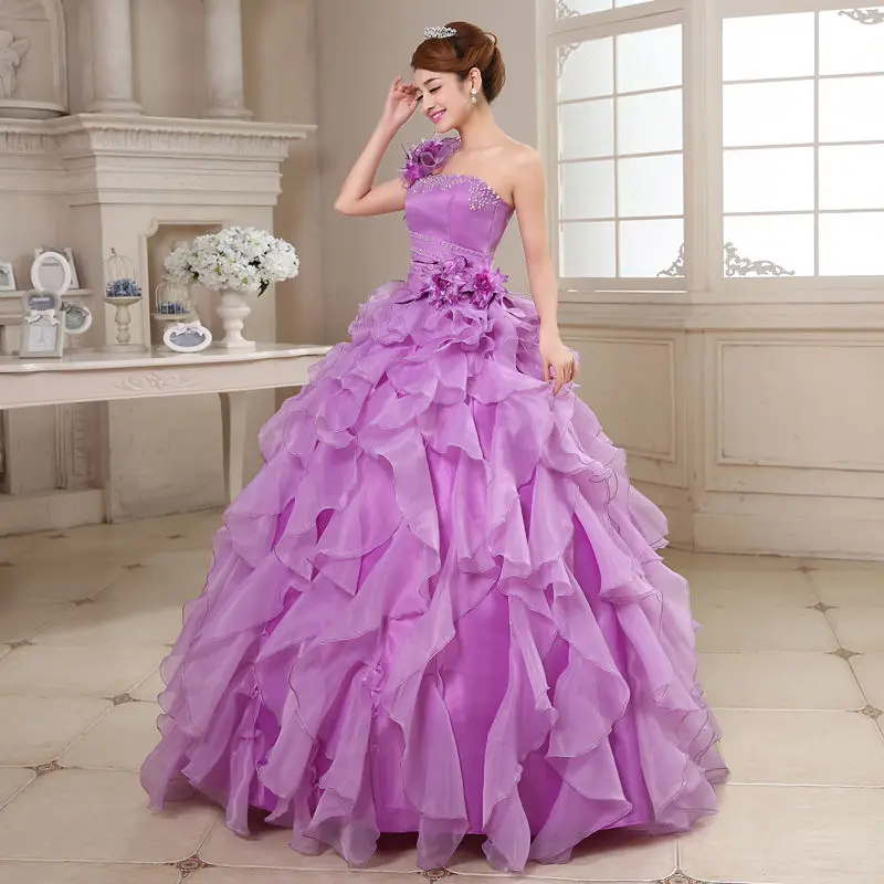 Quinceanera платья 2021 г. Mrs Win милое цветочное роскошное бальное платье на одно плечо с