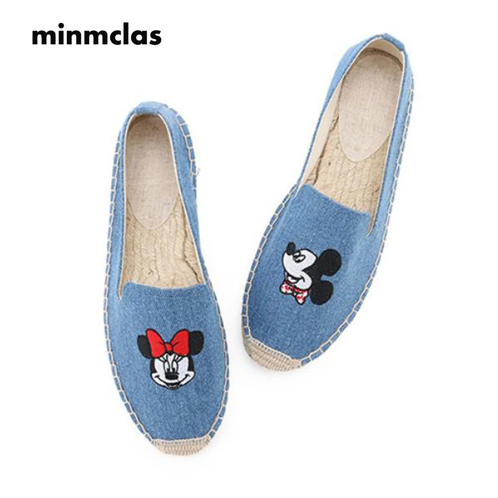 

2018 New Fashion Embroidery Comfortable Blue Stripe Womens Casual Espadrilles Shoes Breathable Flax Hemp Canvas for Girls Shoes