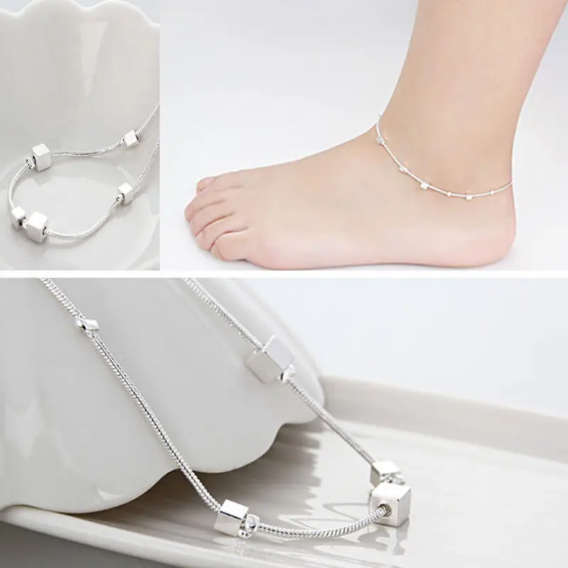 

1PC Women Silver Plated Chain Single Bracelet Anklet Barefoot Sandal Beach Foot Simple Women Anklet Jewelry