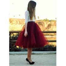 New Puff Women Tulle Tulle Skirt Red faldas High waist Midi 60cm plus size Grunge Jupe Female Tutu Skirts