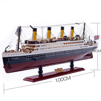 30-100CM Wooden Titanic Cruise Ship Model with LED Lights Decoration Wood Sailing Boat Craft Creative Home Living Room Decor