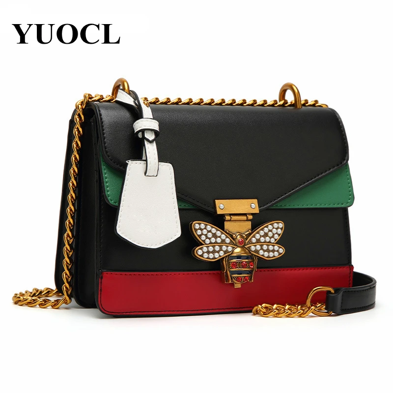  Bee Diamond Women Color splicing Little Bee Bag Fashion Zipper Designer Handbag Casual Shoulder Mes - 32859490124