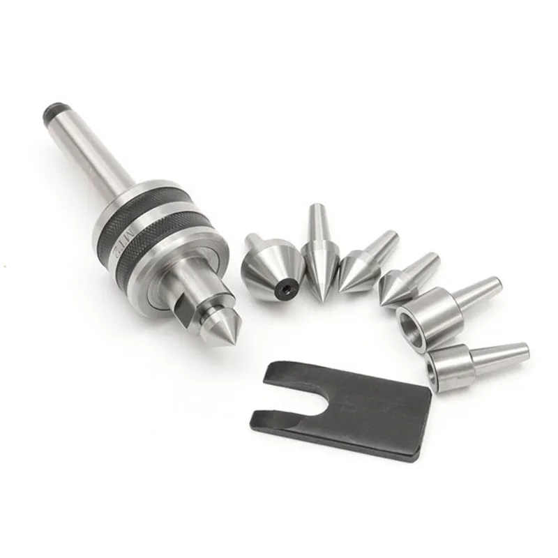 

DANIU 7pcs Interchangeable Points + 1pc MT2 live center + 1pc Wrench Set Taper 2mt Triple Bearing Lathe Tool